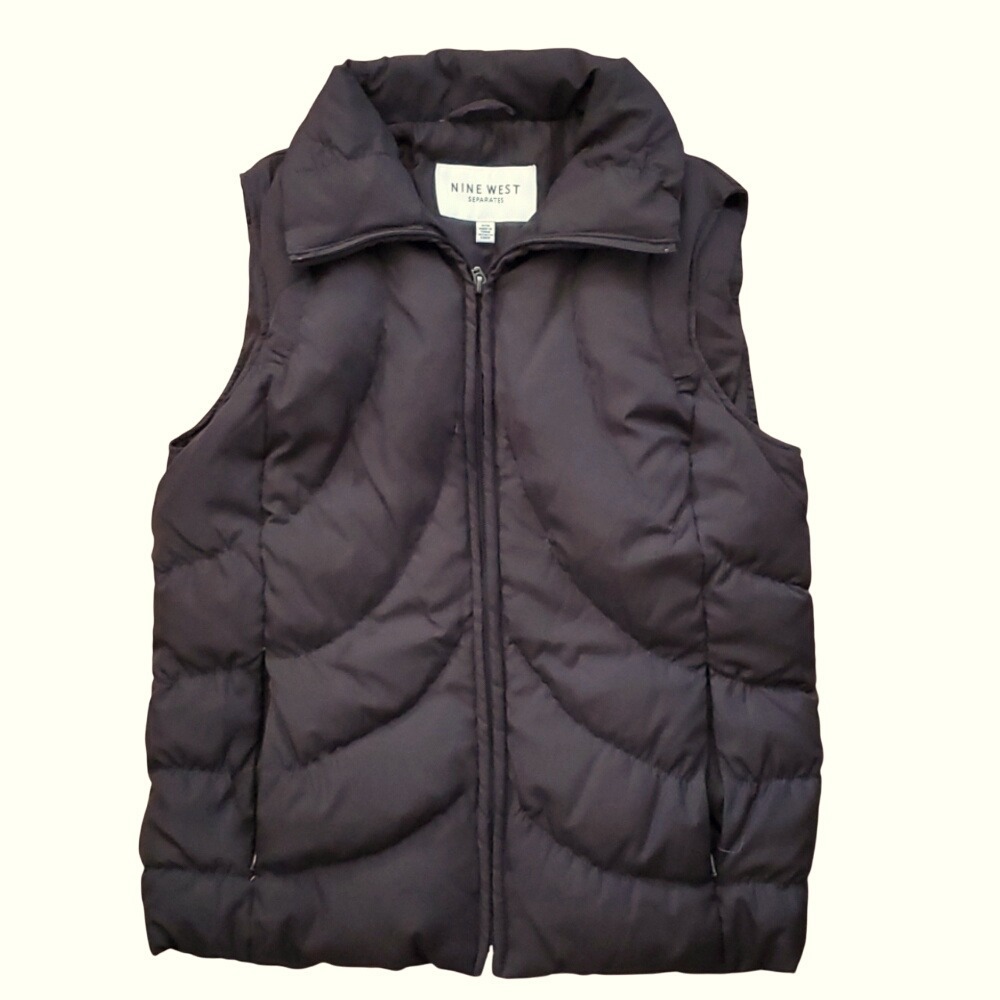 Nine West Womans Brown Down Puffer‎ Vest Size Small